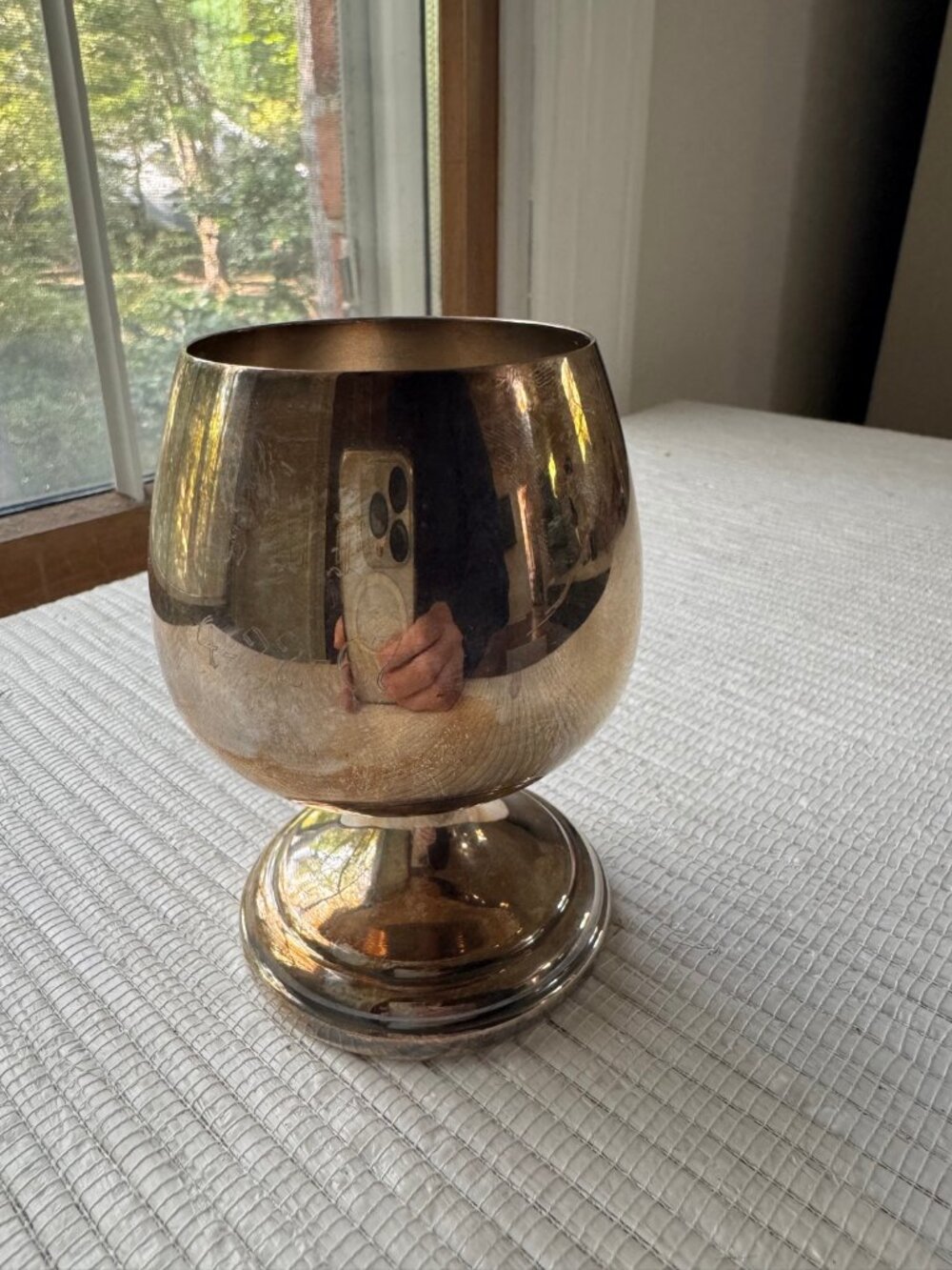 Vintage Silverplate Match Striker Goblet — Engraved SWP 4-22-67